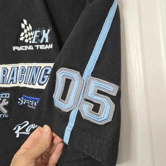 Vintage Exco T Shirt Men's Medium Racing Black Blue Tee Y2K - Picture 4 of 9